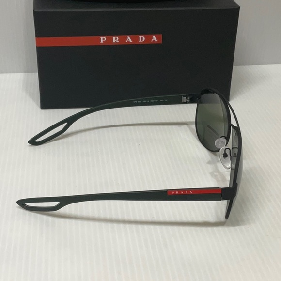 Prada men polarized lenses aviator style sunglasses sps 55Q made in Italy - Picture 2 of 8